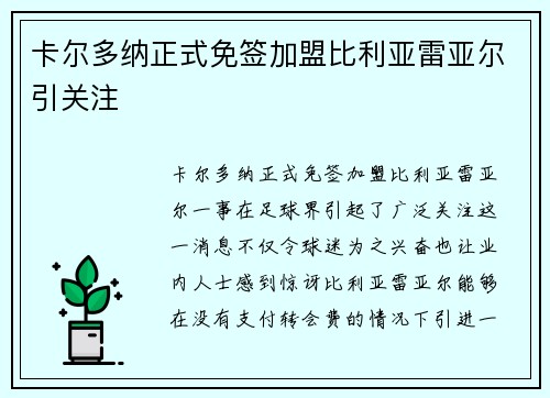 卡尔多纳正式免签加盟比利亚雷亚尔引关注